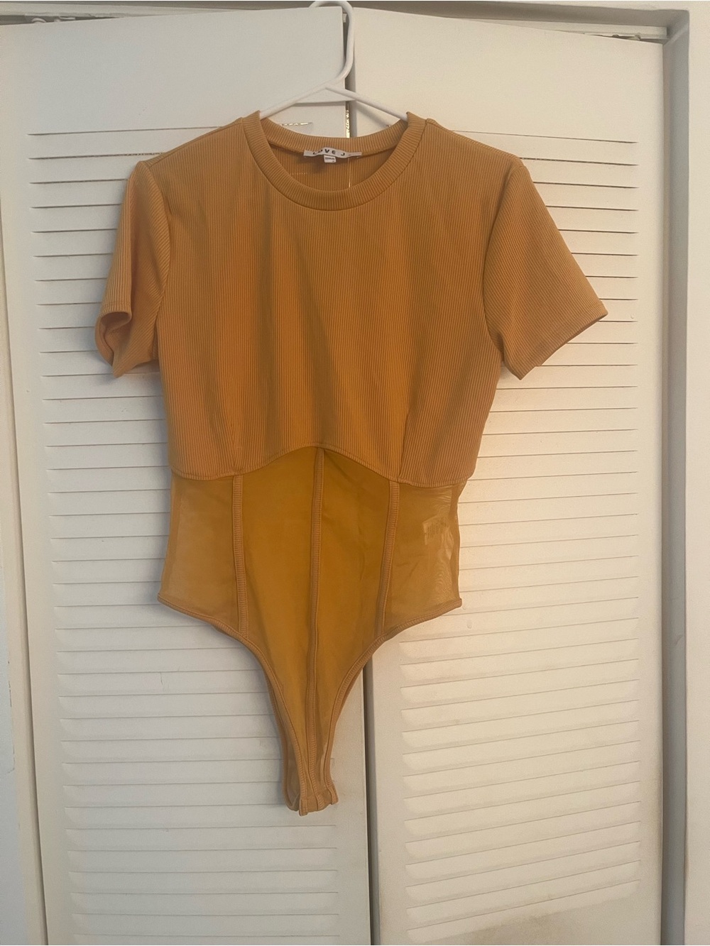 Mustard Ribbed Short-Sleeve One-Piece Bodysuit